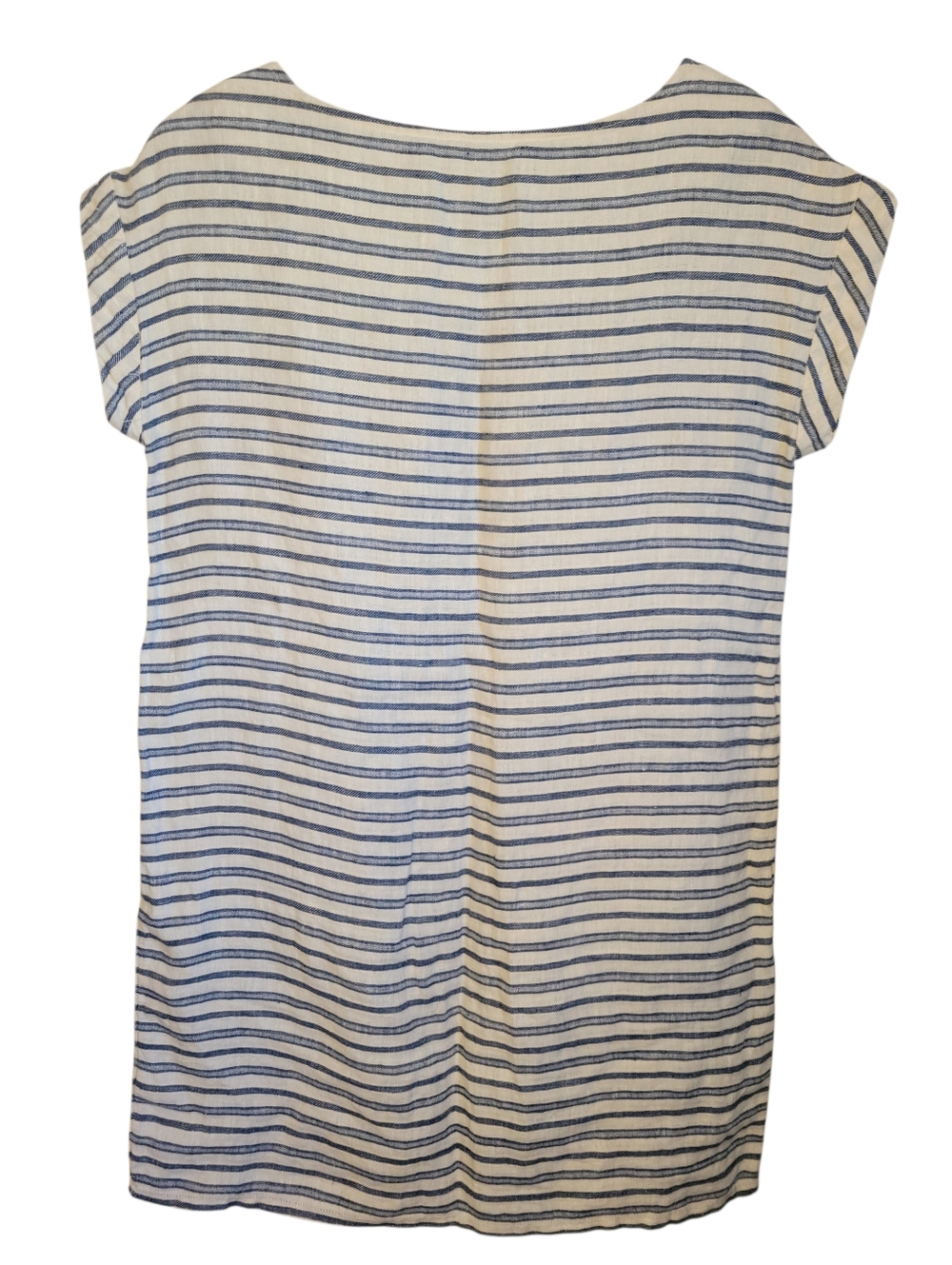 Tahari Linen Stripe Shift Dress Small Blue White Nautical Coastal Minimalist - Picture 5 of 8